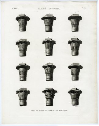 Antique Print-COLUMN-CAPITALS-ESNA-EGYPT-NAPOLEONIC-Sellier-1809