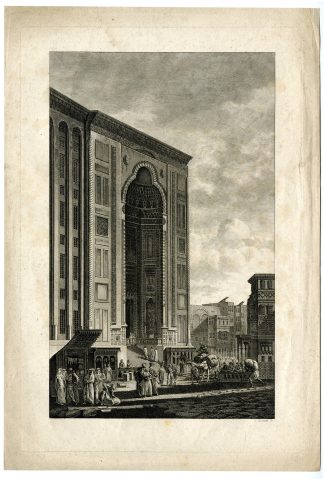 Antique Master Print-MOSQUE-HASSAN-CAIRE-STREET VIEW-Benoist-Cassas-c.1799