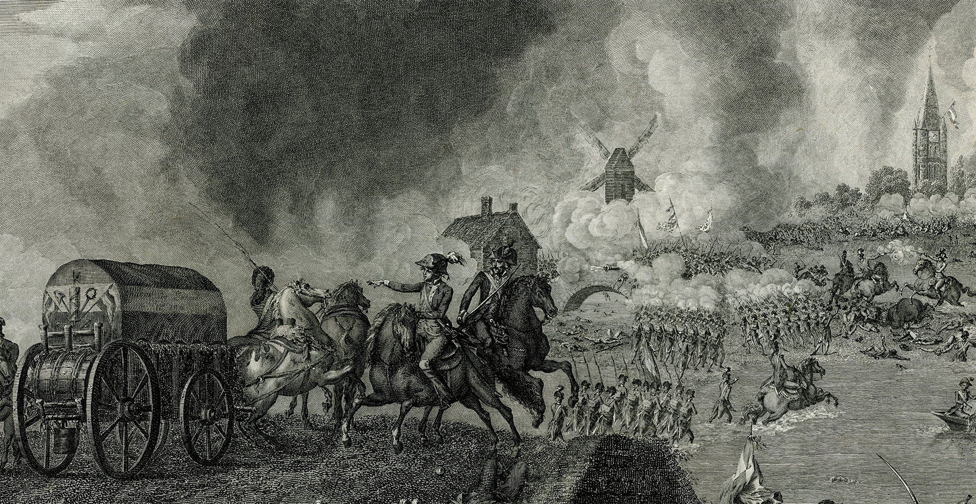 , Antique Master Print-BATTLE-HONDSCHOOTE-REVOLUTIONARY-WAR-Avril-Delorge-1798, Pictura Antique Prints