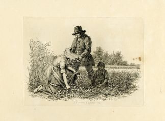 Antique Master Print-WOMAN-HARVESTING-BASKET-BOY-FIELD-Marcus-1813