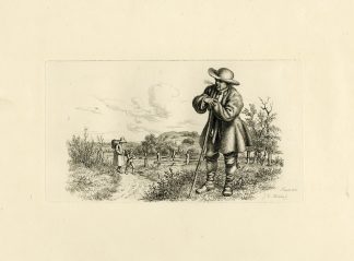 Antique Master Print-RUSTIC-MAN-WALKING-FIGURES-LANDSCAPE-Marcus-1815