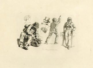 Antique Master Print-FIGURE-STUDIES-SEATED-BOY-STRIDING-MARCUS-Marcus-1809