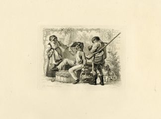 Antique Master Print-SOLDIER-HUNTER-WOMAN-TAVERN-SCENE-Marcus-1809