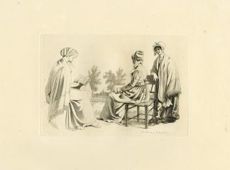 Antique Master Print-FEMALE-STUDY-READING-JANUARY-Marcus-1810