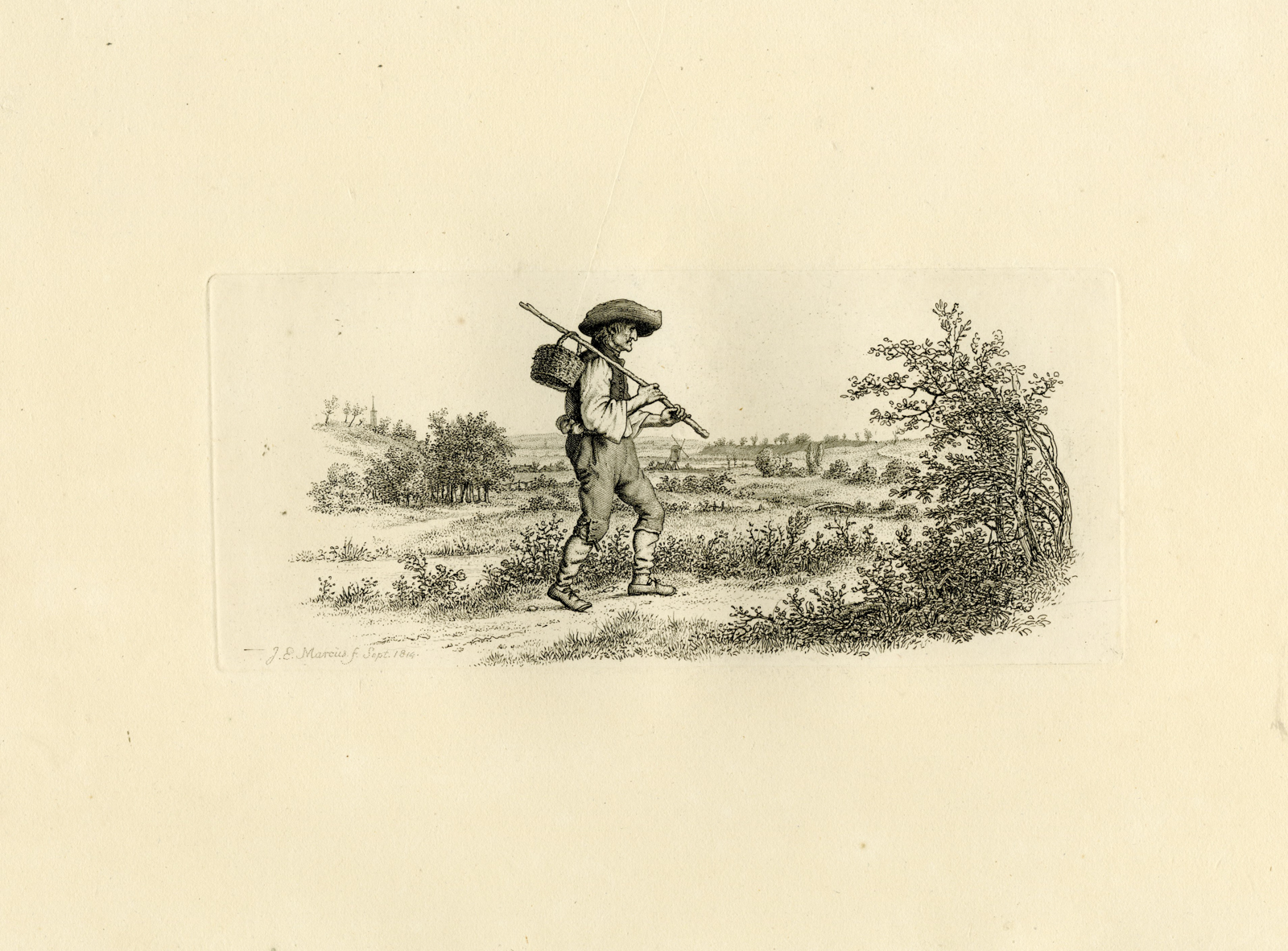 , Antique Master Print-TRAVELLING-FIGURE-RURAL-SEPTEMBER-Marcus-1810, Pictura Antique Prints