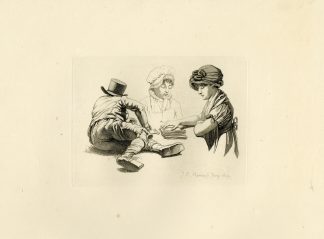 Antique Master Print-THREE-FIGURES-READING-JUNE-Marcus-1809