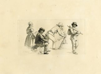 Antique Master Print-FOUR-FIGURES-RURAL-SCENE-DECEMBER-Marcus-1808