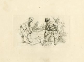 Antique Master Print-TWO-MEN-CUTTING-WOOD-SEPTEMBER-Marcus-1812