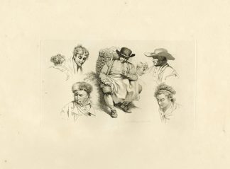 Antique Master Print-HEAD-STUDIES-SEATED-PEASANT-MARCH-Marcus-1808