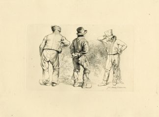Antique Master Print-THREE-RUSTIC-MEN-BACKVIEW-TOOLS-Marcus-1815