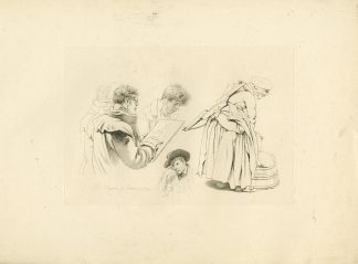 Antique Master Print-FIGURE-STUDIES-SKETCHING-WOMAN-LAUNDRY-Marcus-1810
