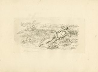 Antique Master Print-RECLINING-FIGURE-COUNTRYSIDE-PASTORAL-Marcus-1813