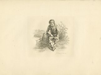 Antique Master Print-SEATED-BOY-RURAL-HILL-SCENE-Marcus-1816