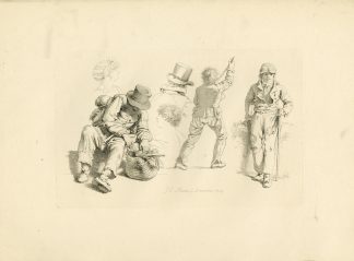 Antique Master Print-STUDY-FIGURES-RURAL-CHARACTERS-GENRE-Marcus-1809