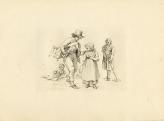 Antique Master Print-PEASANT-GROUP-INTERACTION-RUSTIC-CHARACTERS-Marcus-1809