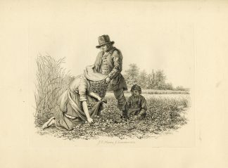 Antique Master Print-HARVEST-RURAL-FAMILY-FIELD-Marcus-1813