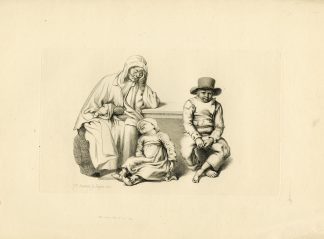 Antique Master Print-FAMILY-SCENE-REST-GENERATIONS-Marcus-1813