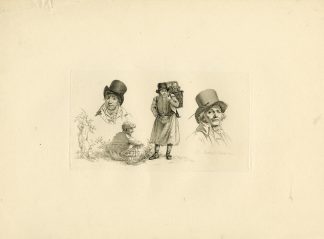 Antique Master Print-PEASANT-STUDIES-MEN-BASKET-CARRIERS-Marcus-1809