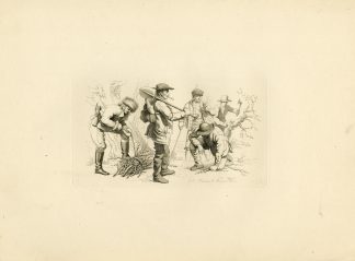 Antique Master Print-PEASANTS-WORKING-WOODLAND-LABOURERS-Marcus-1810