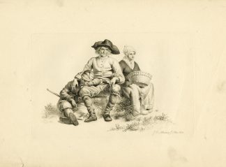 Antique Master Print-PEASANT-FAMILY-RESTING-SCENE-Marcus-1815