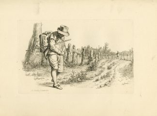 Antique Master Print-PEASANT-TRAVELLER-VILLAGE-PATH-AUTUMN-Marcus-1813
