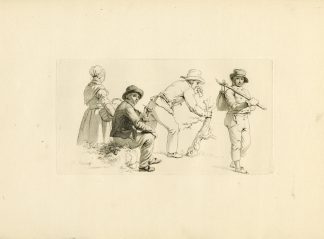 Antique Master Print-PEASANTS-GENRE-SCENE-RURAL-GROUP-Marcus-1803