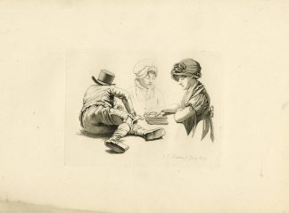 Antique Master Print-PEASANTS-READING-SCENE-JUNE-Marcus-1809