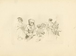 Antique Master Print-PEASANT-FIGURES-STUDIES-GROUPED-Marcus-1811