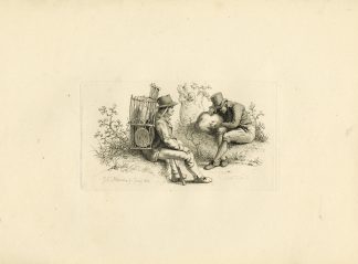 Antique Master Print-RESTING-PEASANTS-WITH-CARRIER-BASKET-Marcus-1810