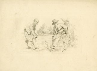 Antique Master Print-PEASANTS-WOODCUTTING-RURAL-LABOR-TREE-SAWING-Marcus-1812