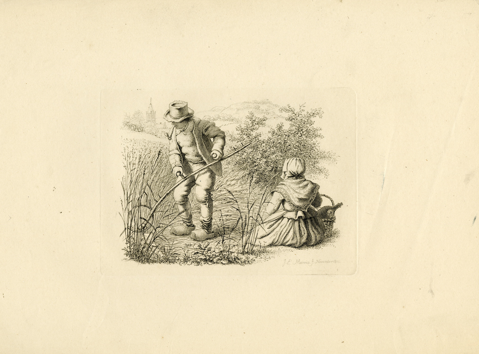, Antique Master Print-SCYTHE-HARVEST-PEASANT-RURAL-Marcus-1811, Pictura Antique Prints