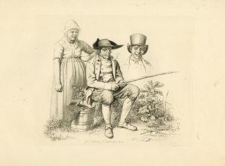 Antique Master Print-FISHERMAN-RURAL-HUMOR-GENRE-Marcus-1812