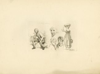 Antique Master Print-PEASANT-STUDY-HEADS-CHARACTER-FIGURES-Marcus-1809