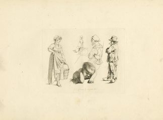Antique Master Print-RUSTIC-FIGURE-STUDIES-SLEEPING-CHILD-BUCKET-Marcus-1811