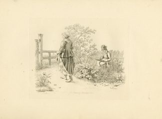 Antique Master Print-SKETCHING-FIGURE-RURAL-GATE-SCENE-Marcus-1810