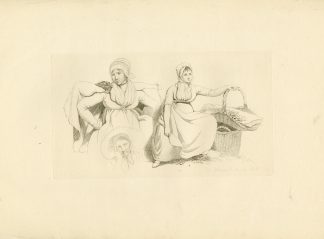 Antique Master Print-WOMEN-STUDY-SEATED-FIGURES-BASKET-Marcus-1808