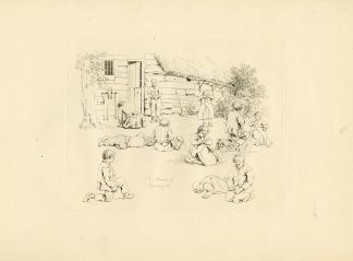 Antique Master Print-PEASANT-CHILDREN-PLAYING-Marcus-1811