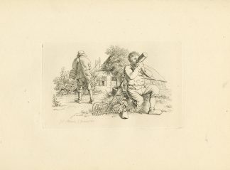 Antique Master Print-DRINKING-PEASANT-RURAL-SCENE-VILLAGE-Marcus-1811
