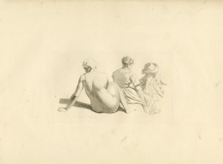 Antique Master Print-SEATED-NUDE-STUDY-GENRE-FIGURES-Marcus-1813