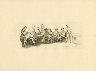 Antique Master Print-TAVERN-MEETING-CONVERSATION-GENRE-SCENE-Marcus-1814