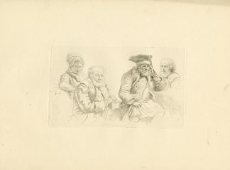 Antique Master Print-FOUR-FIGURES-STUDY-TURBAN-GESTURE-Marcus-1811