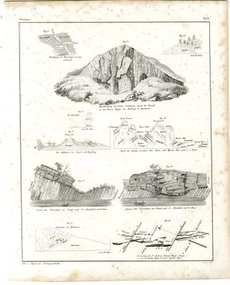 Antique Print-GEOLOGY-MINERAL DEPOSITS-VOLCANO-MOUNTAIN-Mayer-Oken-1833