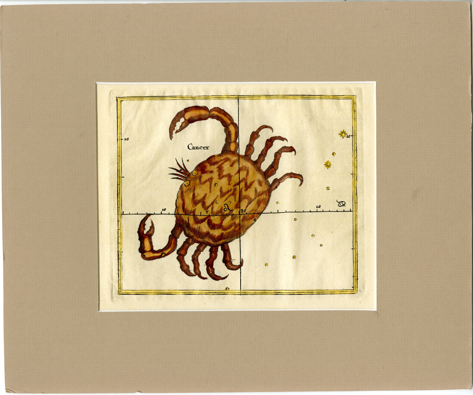 , Antique Print-ASTRONOMY-ASTROLOGY-CONSTELLATION-ZODIAC-CANCER-Seller-1677, Pictura Antique Prints