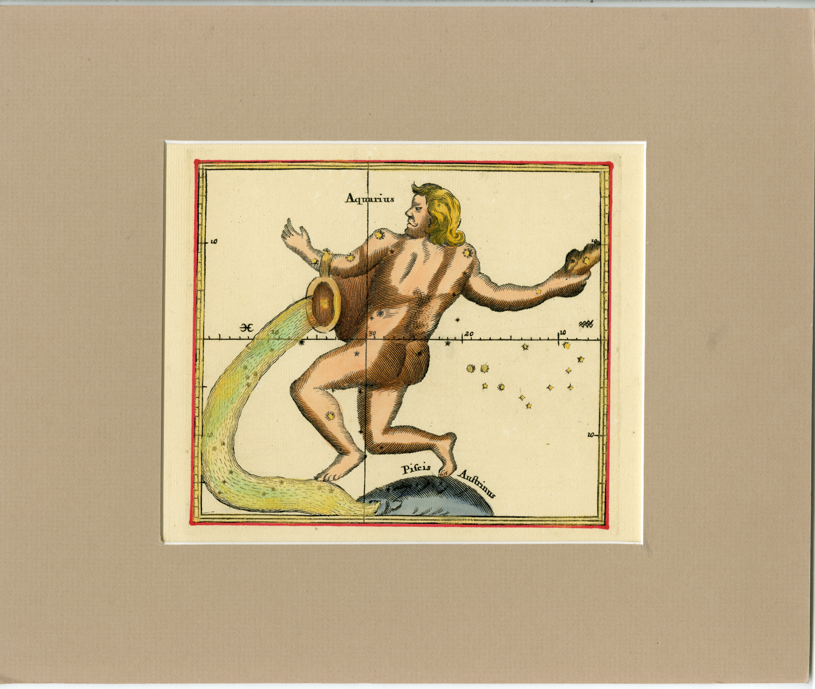 , Antique Print-ASTRONOMY-ASTROLOGY-CONSTELLATION-ZODIAC-AQUARIUS-Seller-1677, Pictura Antique Prints