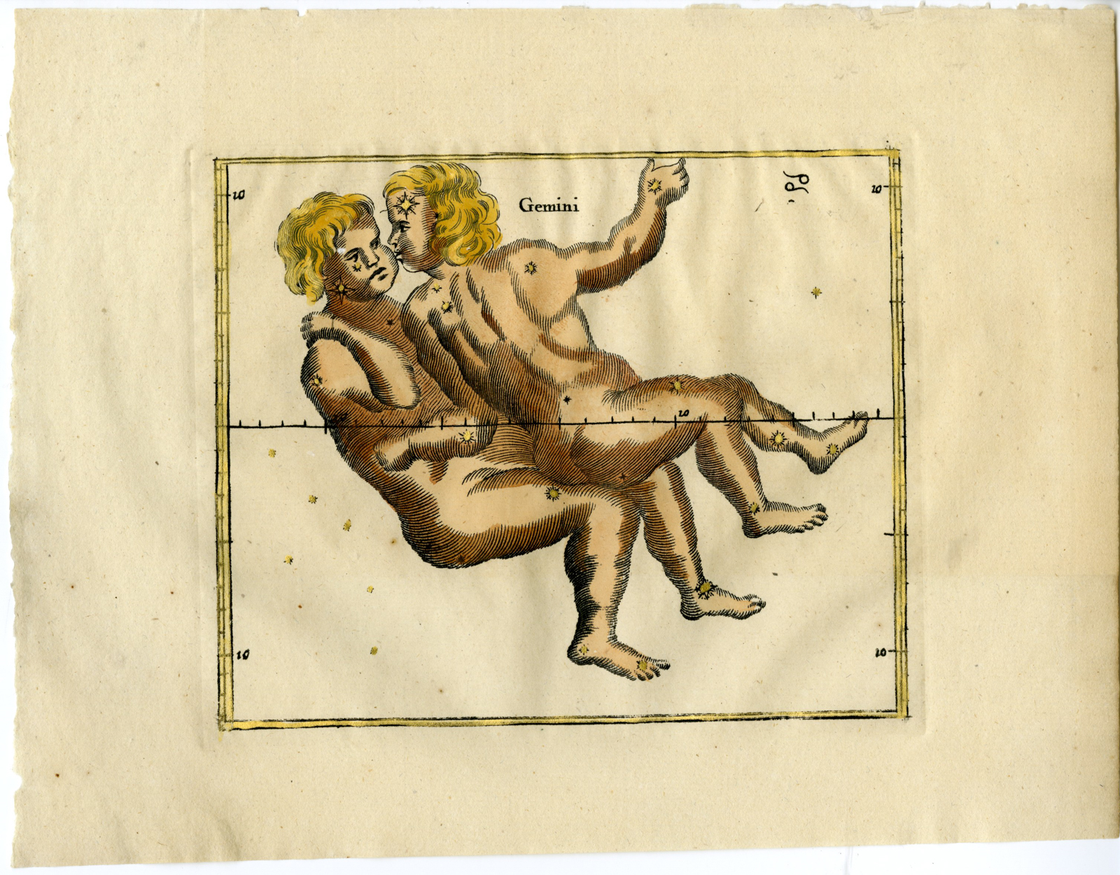 , Antique Print-ASTRONOMY-ASTROLOGY-CONSTELLATION-ZODIAC-GEMINI-Seller-1677, Pictura Antique Prints
