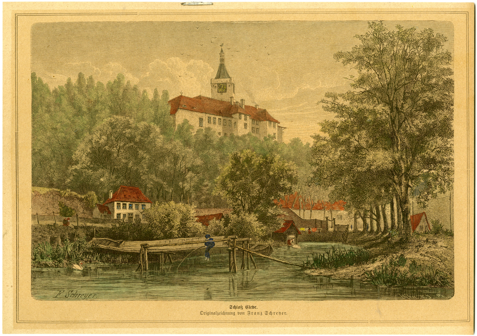 , Antique Print-CLEVE-KLEVE-CASTLE-GERMANY-Schreyer-c.1880, Pictura Antique Prints