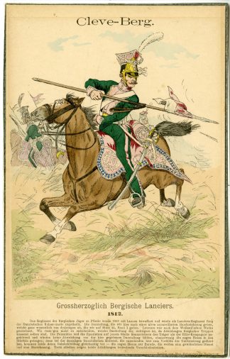 Antique Print-BERG CAVALRY-HORSE-LANCER-GERMANY-Gaillard-Knobl-c.1885