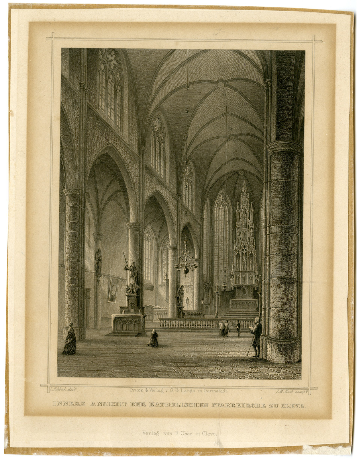 , Antique Print-KLEVE-CLEVE-CATHOLIC CHURCH-GERMANY-Kolb-Rohbock-c.1850, Pictura Antique Prints
