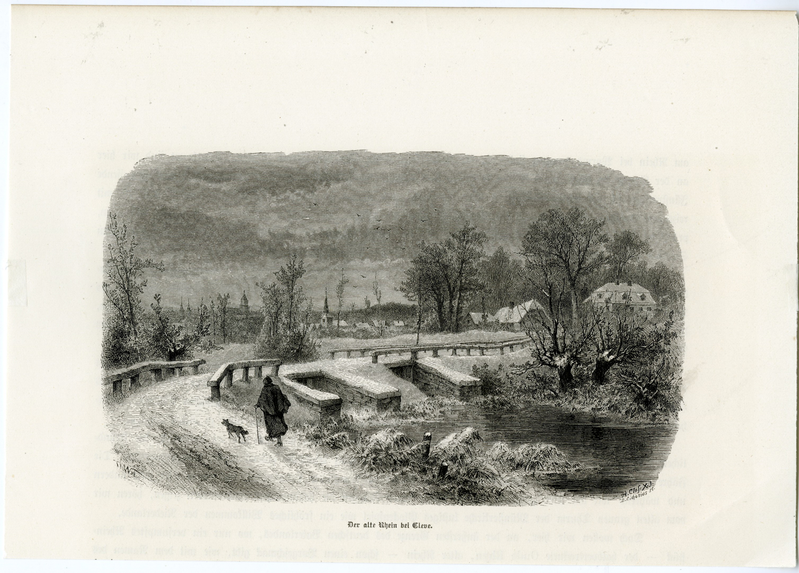 , Antique Print-KLEVE-CLEVE-OLD RHINE-ALTE RHEIN-GERMANY-Cichorius-Closs-c.1885, Pictura Antique Prints