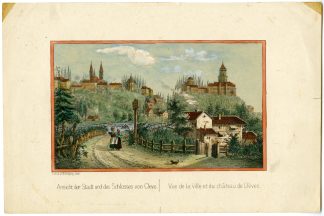 Rare-Antique Print-KLEVE-CLEVE-CASTLE-VIEW-GERMANY-Knipping-Jelle-c.1870